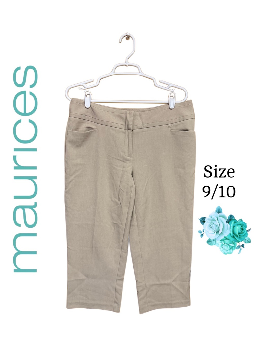 ✨ Maurices Taupe Khaki Dress Capri Pants Office Career Stretch 9/10 ✨
